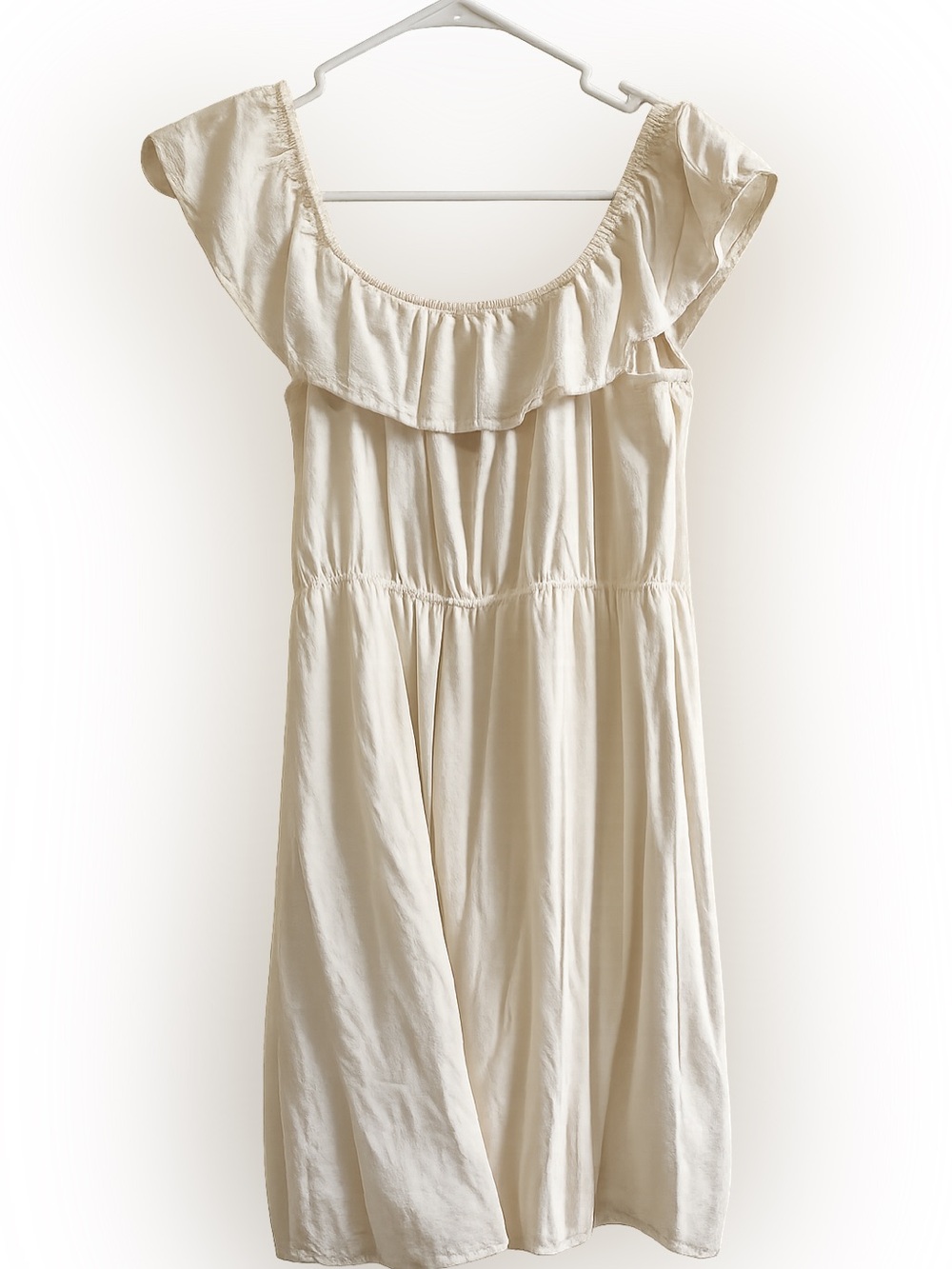Lucky Brand Cream Ruffle Off-Shoulder dress